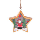 Star-shaped New Christmas Tree Pendant with a festive reindeer holding a gift, set in a snowy pine forest with red star accents.