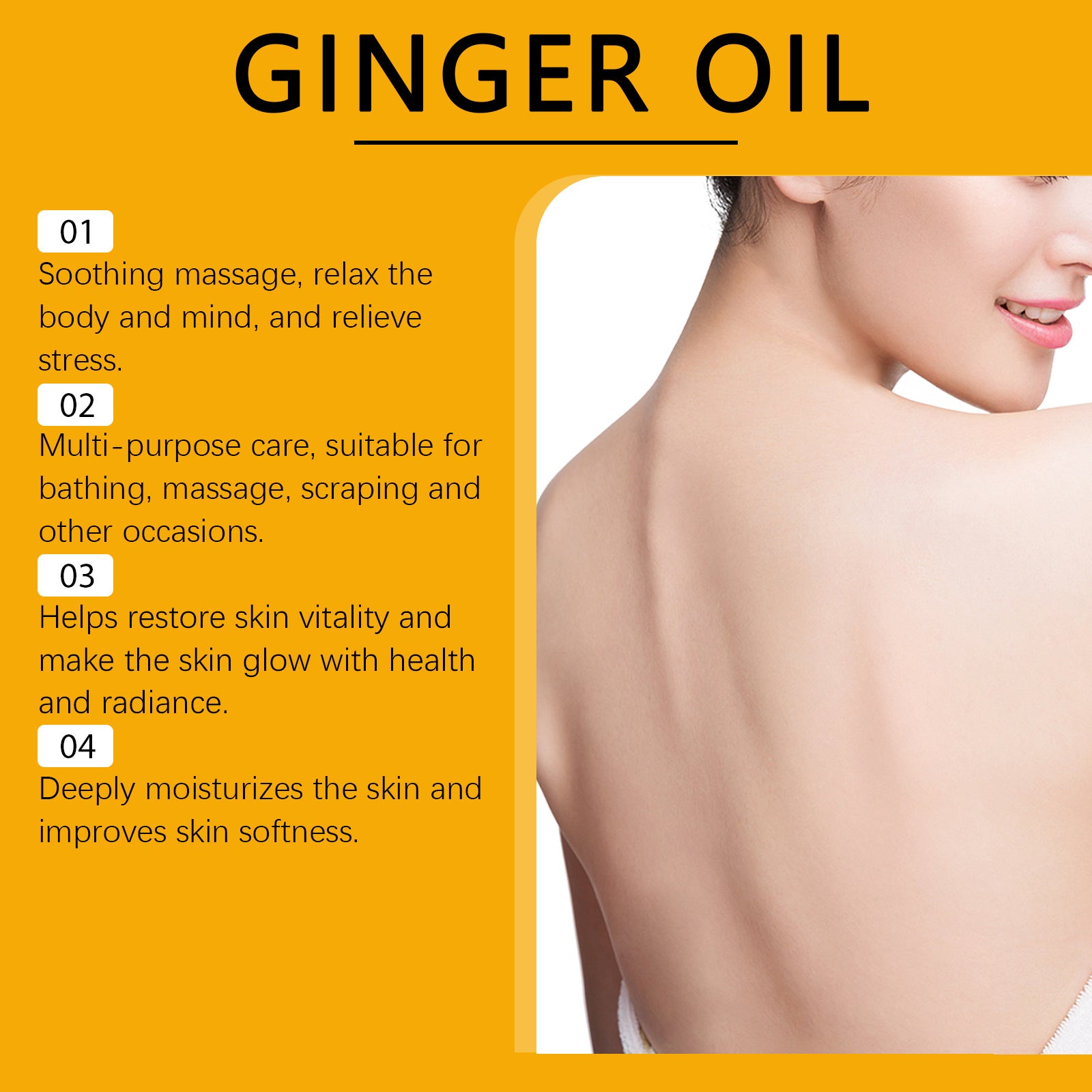 Hypersku ginger essence oil for body massage, showing a bottle of natural ginger-infused massage oil on a wooden surface.