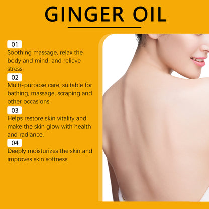 Hypersku ginger essence oil for body massage, showing a bottle of natural ginger-infused massage oil on a wooden surface.