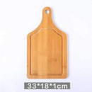 Rectangular bamboo pizza chopping board with handle, 33x18x1cm, ideal for cutting and serving pizza or bread with ease.
