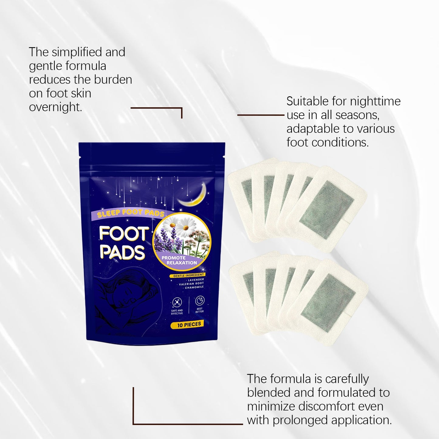 DreamSole™ Sleep Foot Pads by Home Of Tech Essentials, showing the soft, cushioned pads designed for restful sleep comfort.